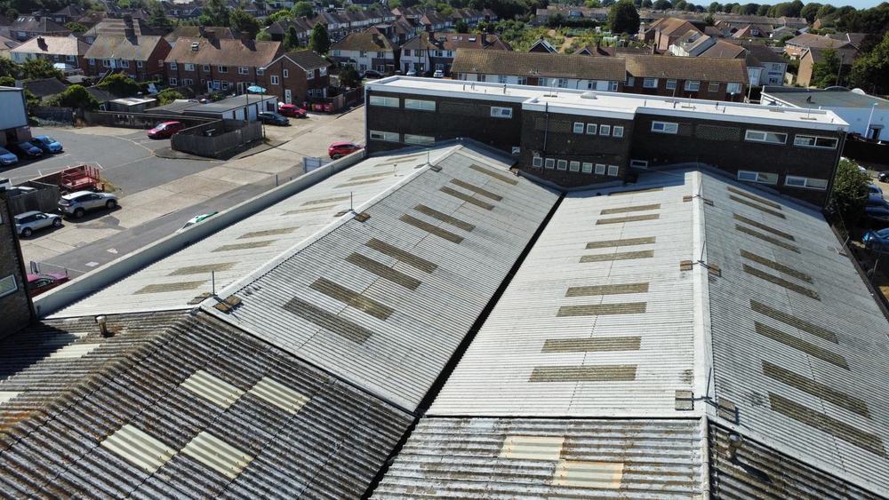 Aerial view of industrial unit roofs